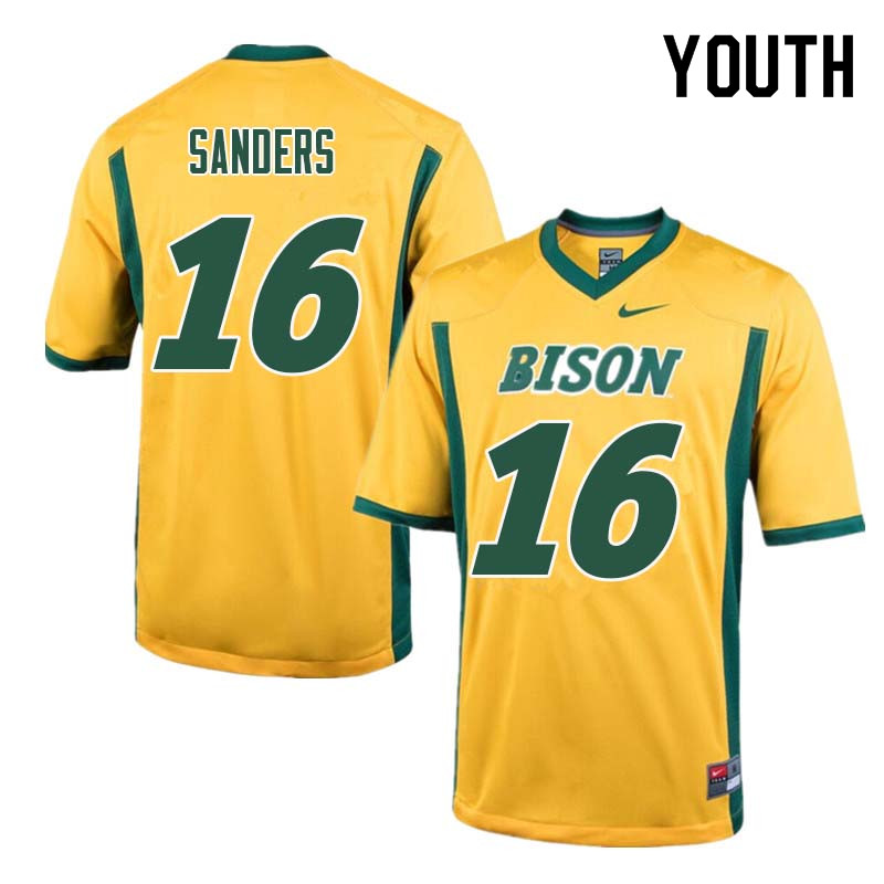 Youth #16 Noah Sanders North Dakota State Bison College Football Jerseys Sale-Yellow - Click Image to Close